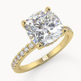 Roxanne Hidden Halo Cushion Yellow Gold