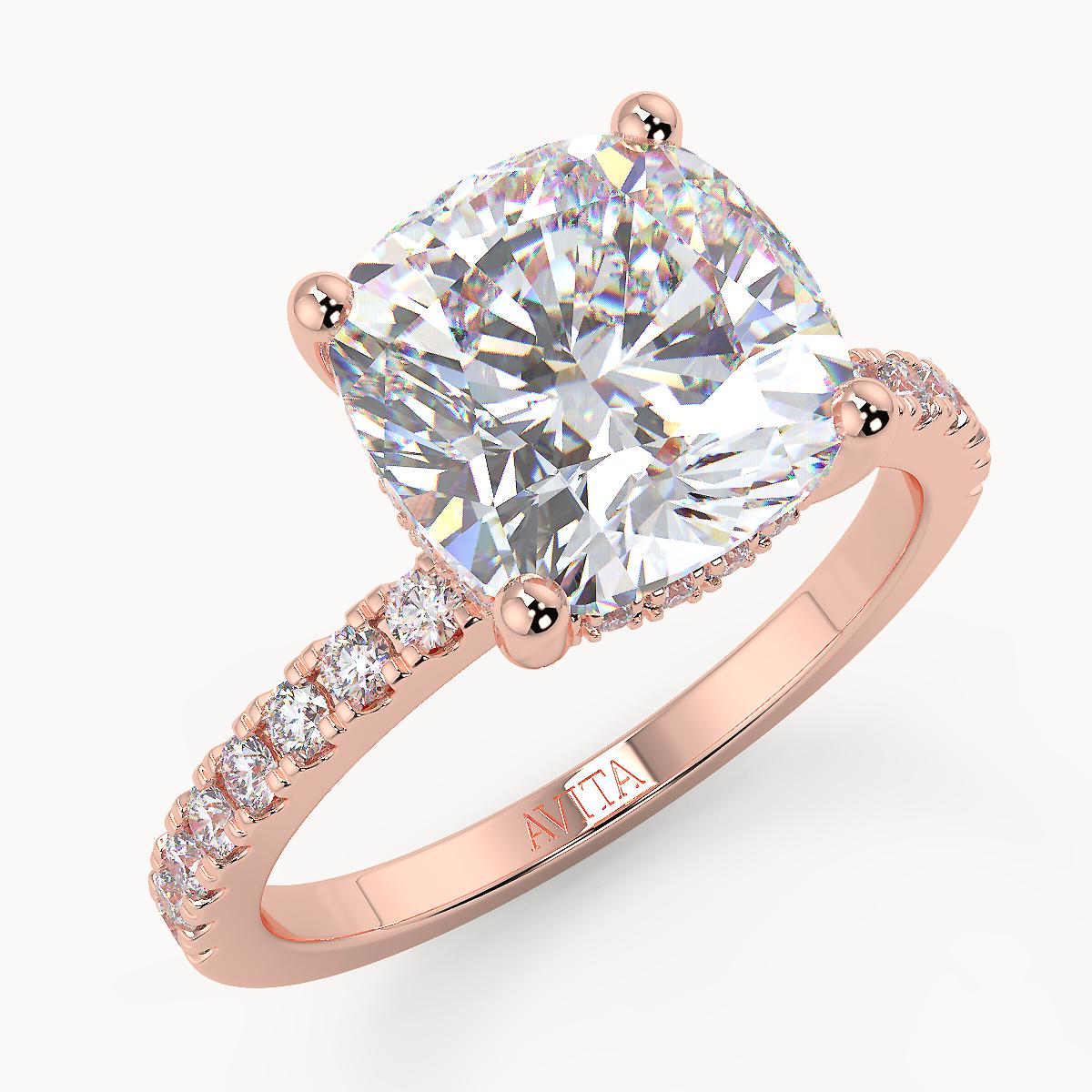 Roxanne Hidden Halo Cushion Lab | Rose