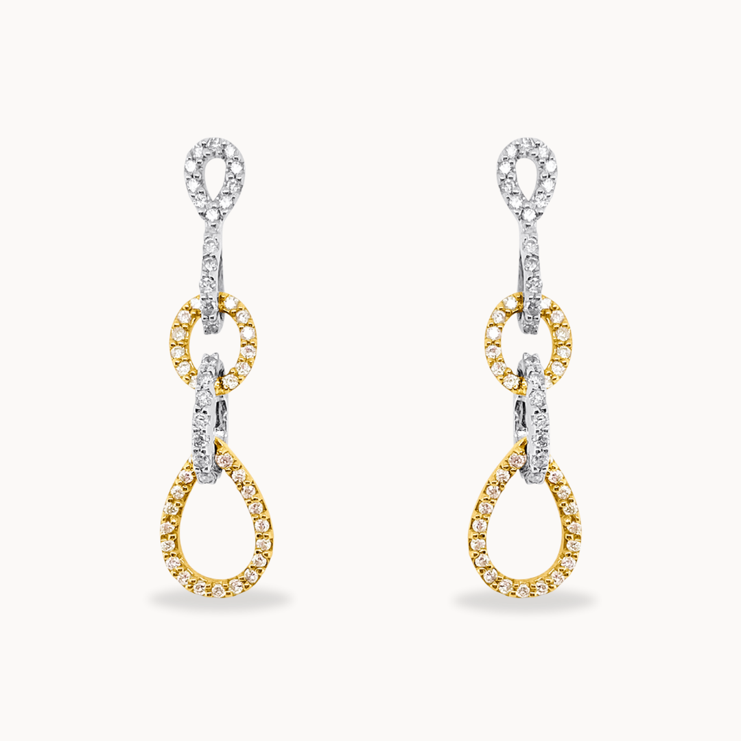 Two-tone Diamond Chain Earrings