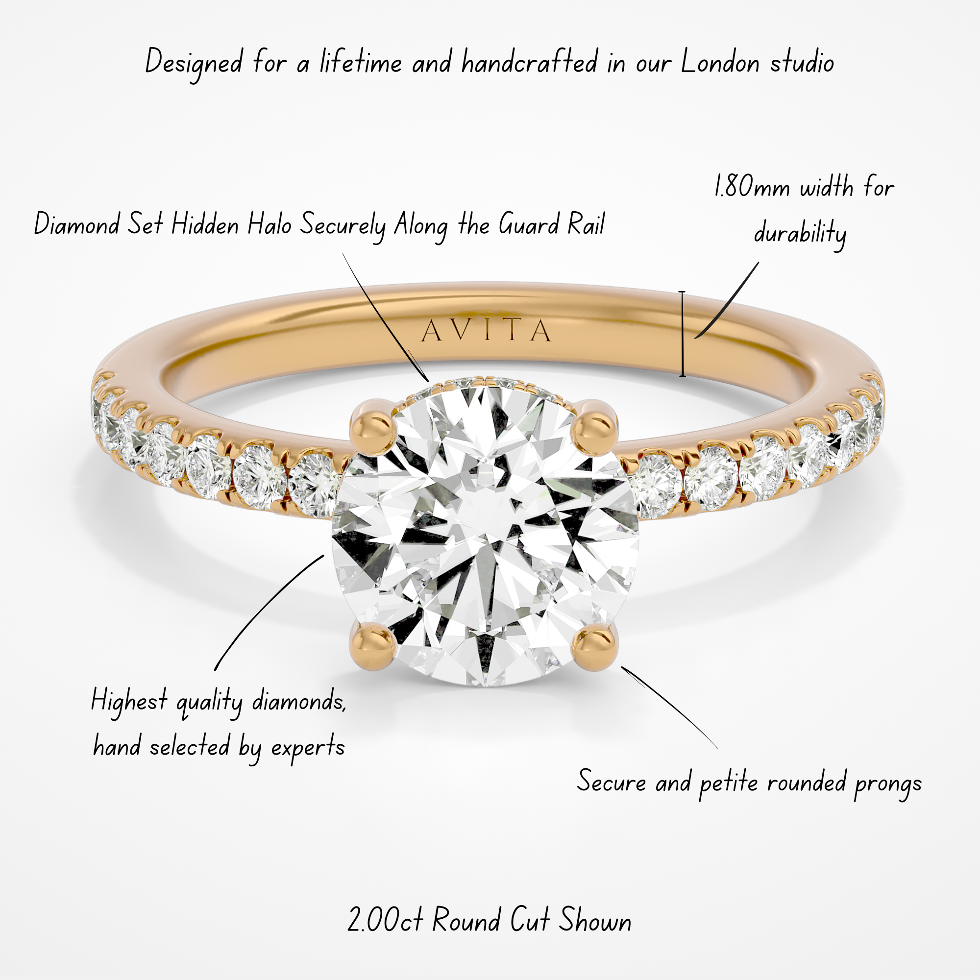 Roxanne Hidden Halo Round Yellow Gold