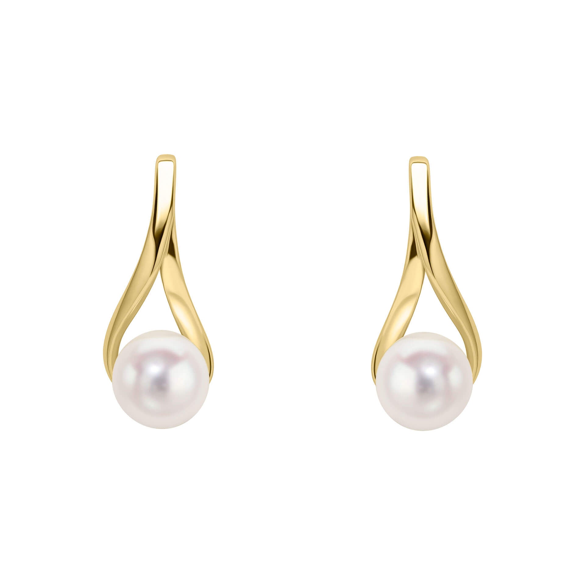 Elements Gold Freshwater Pearl Twist Drop Earrings