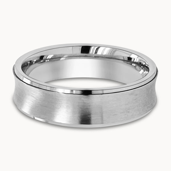 Mens Concave ring with Matte Finish and Polished Edges