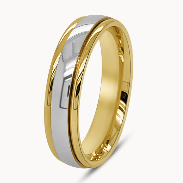 Mens Two-tone Polished Court Ring