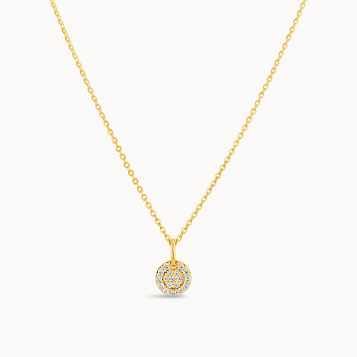 Diamond Disk Necklace - Yellow Gold