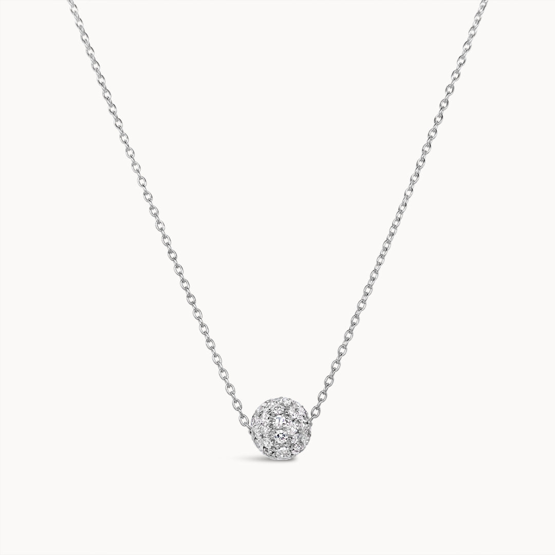Diamond Ball Necklace - White Gold
