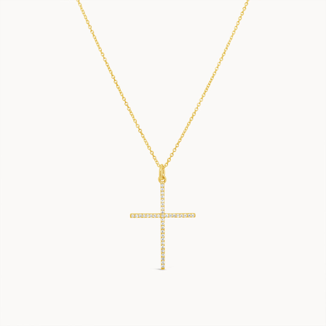 Diamond Cross Necklace - Yellow Gold