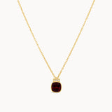Garnet Cushion Cut Necklace - Yellow Gold