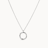 Diamond Twist Circle Necklace - White Gold