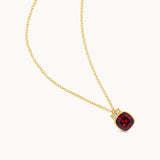 Garnet Cushion Cut Necklace - Yellow Gold