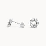 Diamond Open Circle Studs - White Gold