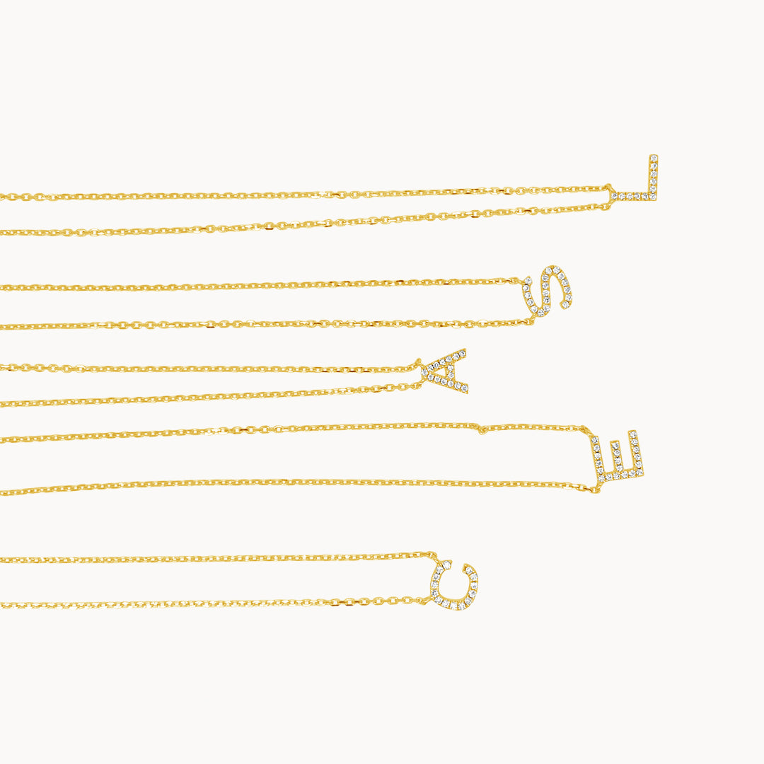 Diamond Initial Necklace - Yellow Gold