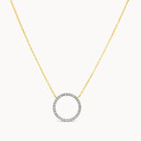 Diamond Open Circle Necklace - Yellow Gold