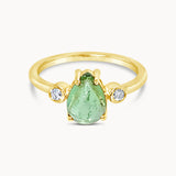 Peridot Pear Trilogy Ring - Yellow Gold