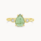 Peridot Pear Trilogy Ring - Yellow Gold