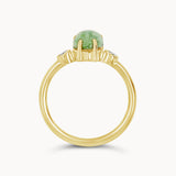 Peridot Pear Trilogy Ring - Yellow Gold