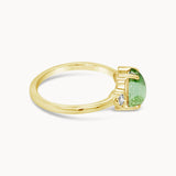 Peridot Pear Trilogy Ring - Yellow Gold