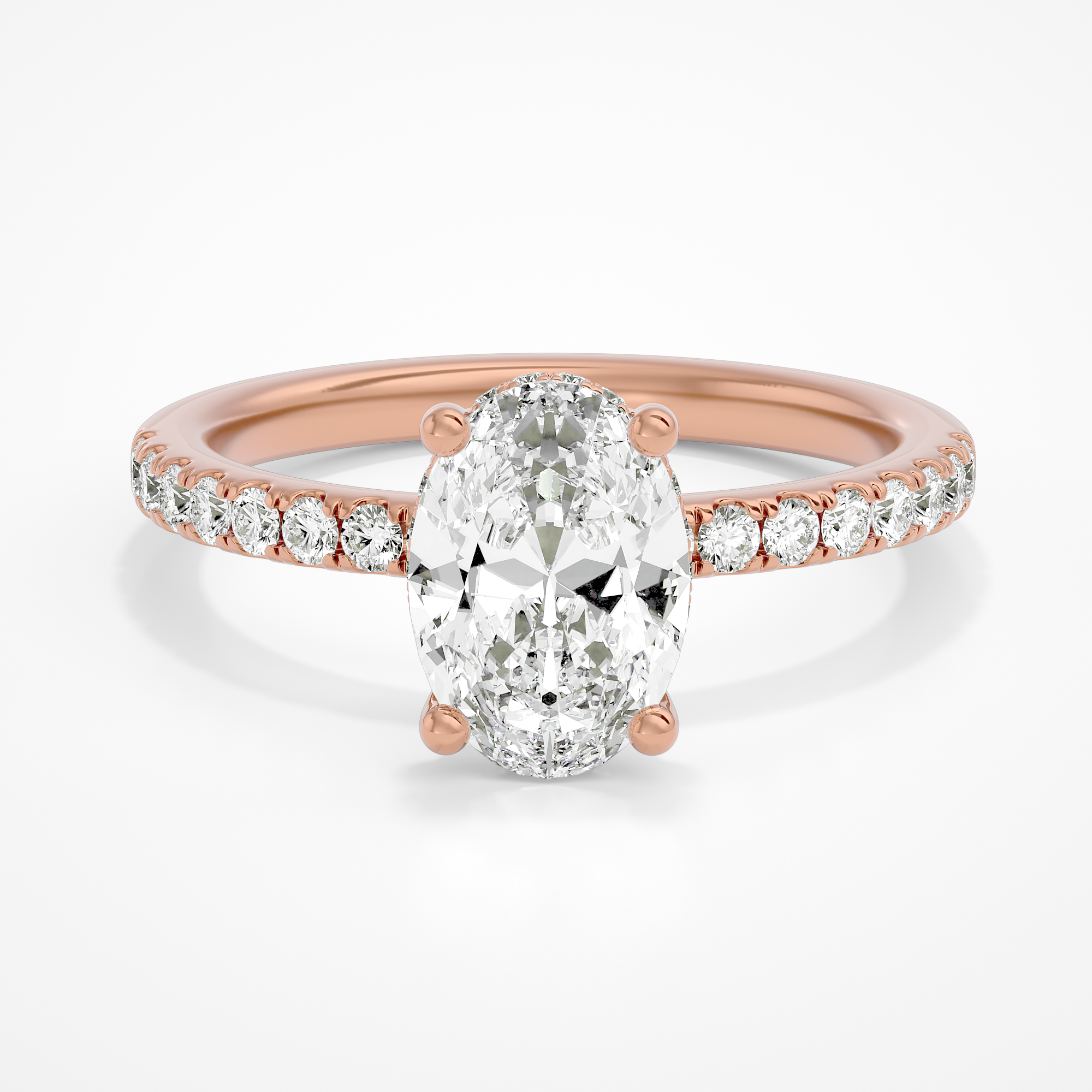 Roxanne Hidden Halo Oval Lab | Rose