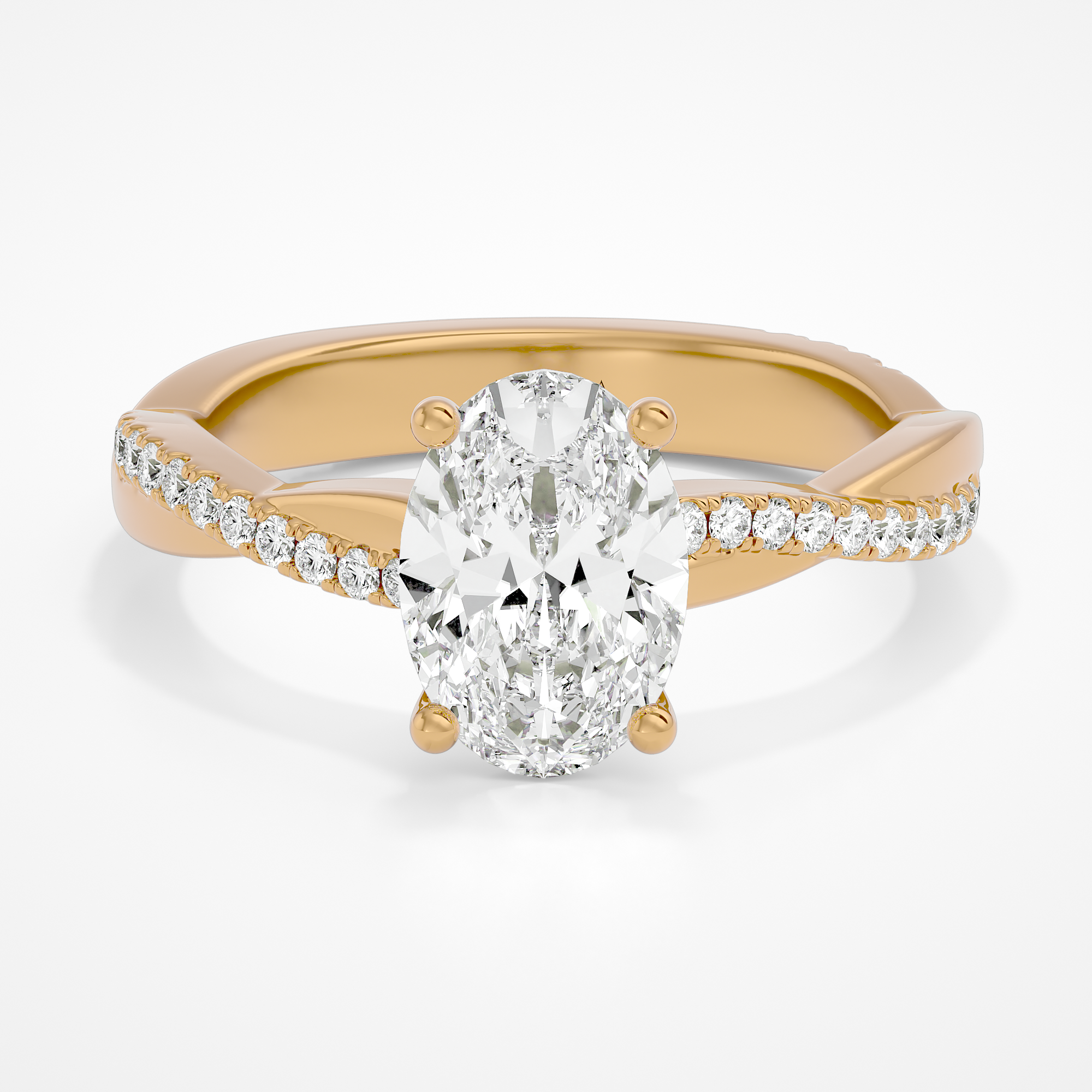 Daisy Oval Lab Yellow Gold