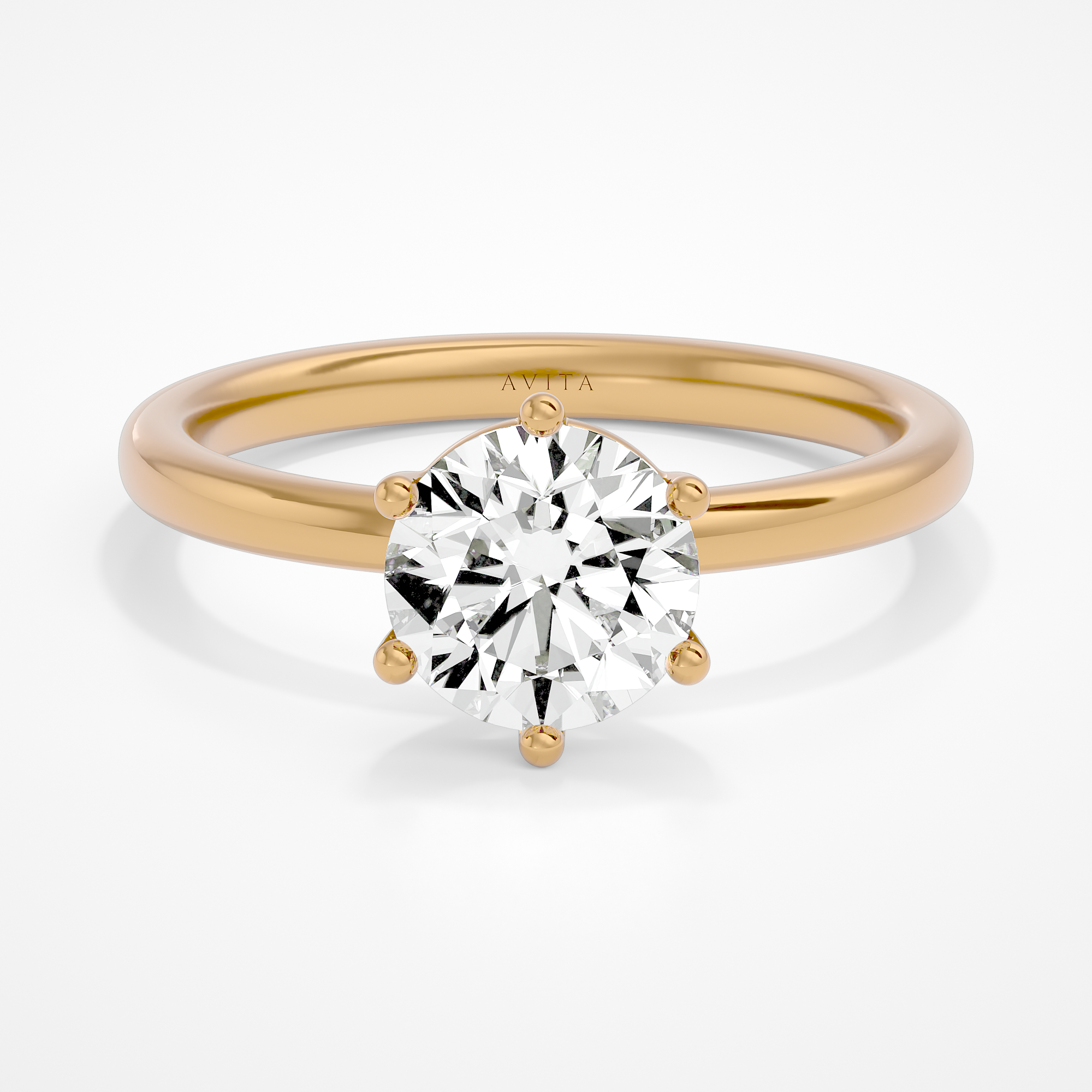 Leso Round 6 prong Lab Yellow Gold