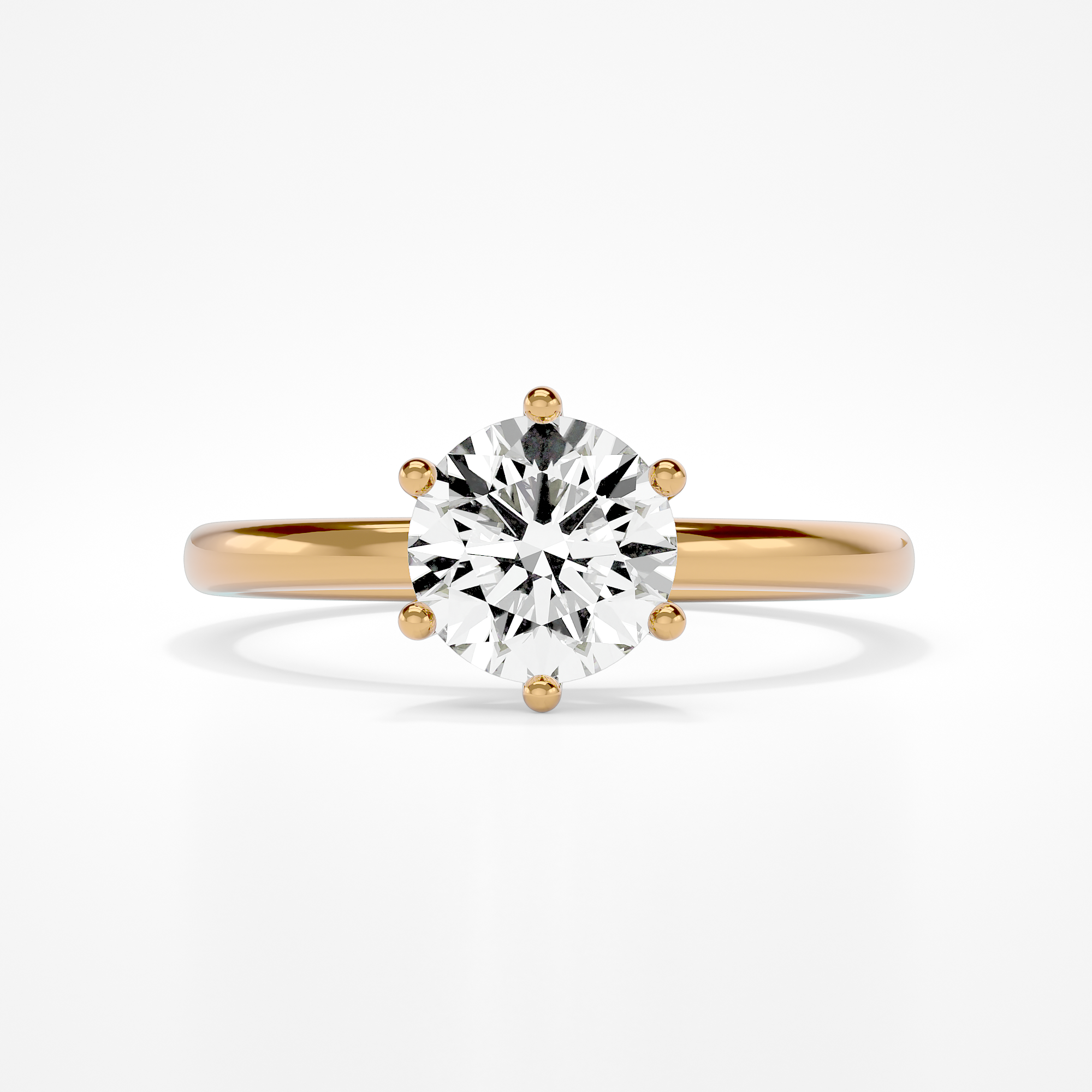 Leso Round 6 prong Lab Yellow Gold