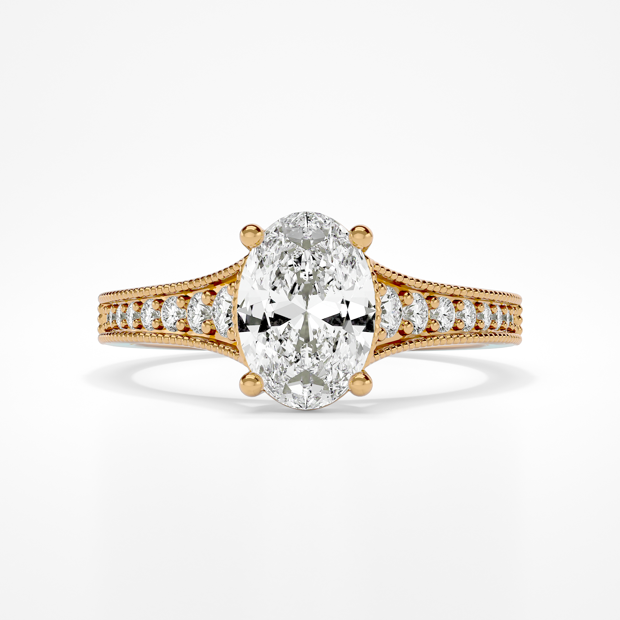 Trinity Oval Lab Yellow Gold