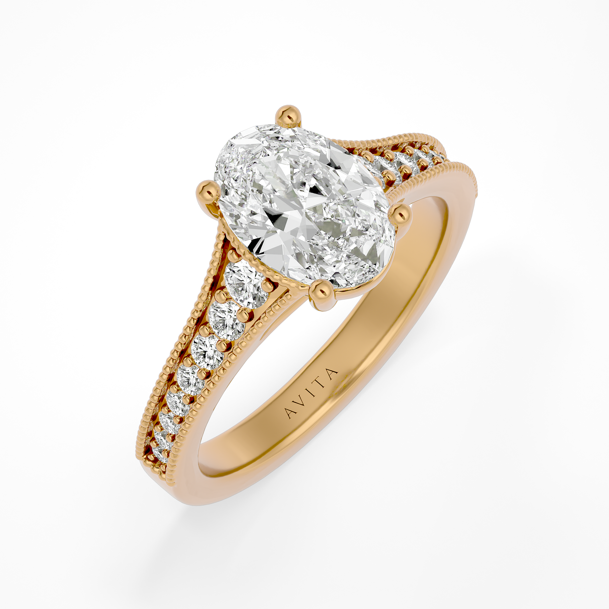 Trinity Oval Lab Yellow Gold