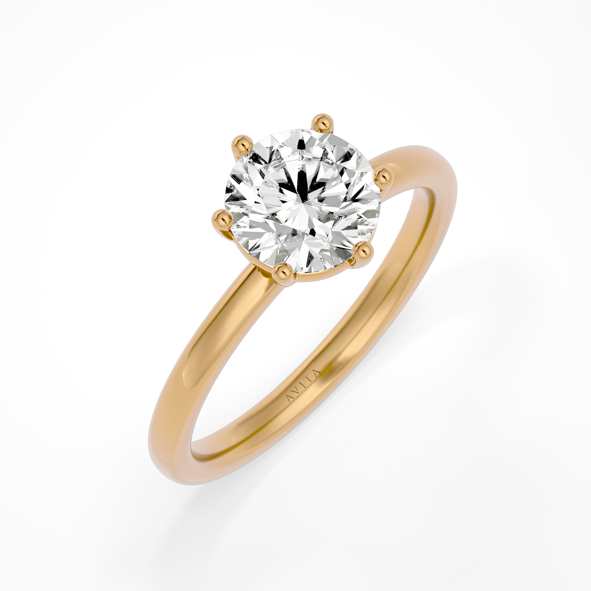 Leso Round 6 prong Lab Yellow Gold