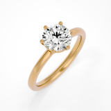 Leso Round 6 prong Lab Yellow Gold