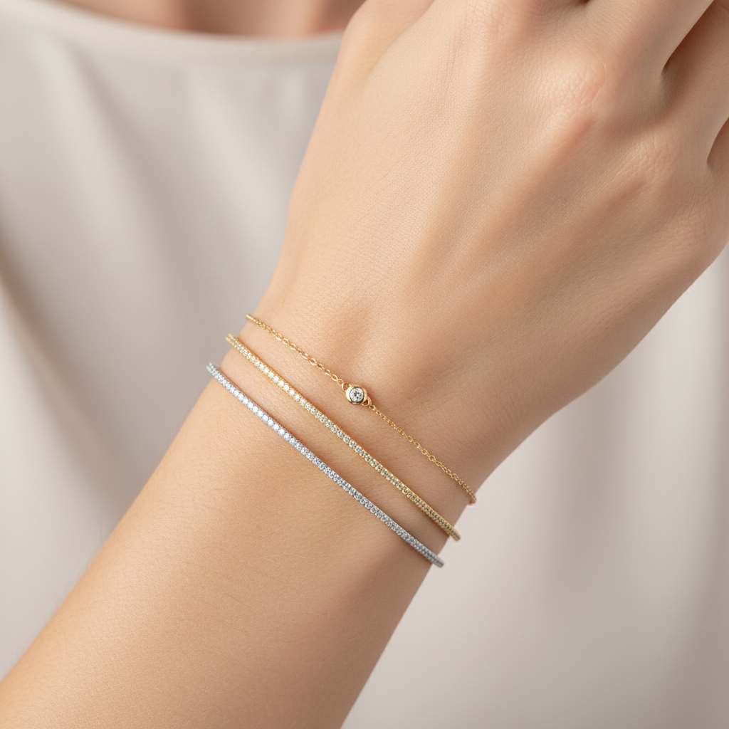 Stacked bracelets on wrist