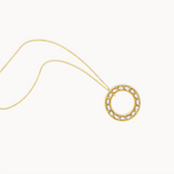 Open Circle Pearl Seed Necklace - Yellow Gold