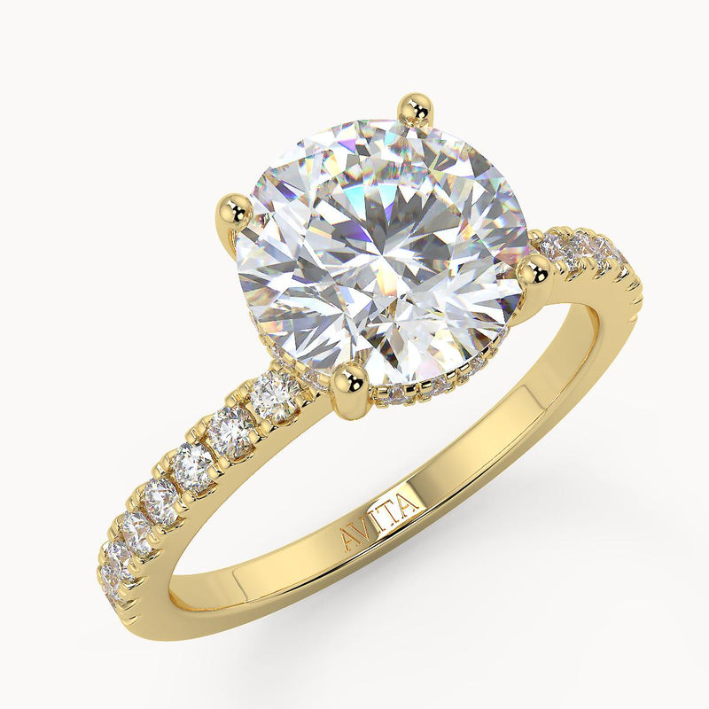Roxanne Hidden Halo Round Yellow Gold