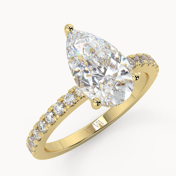 Roxanne Hidden Halo Pear Yellow Gold