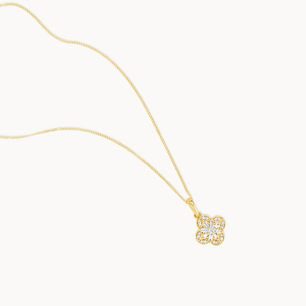 Diamond Flower Necklace - Yellow Gold