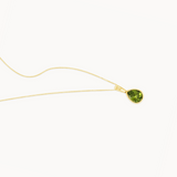Teardrop Peridot Necklace - Yellow gold
