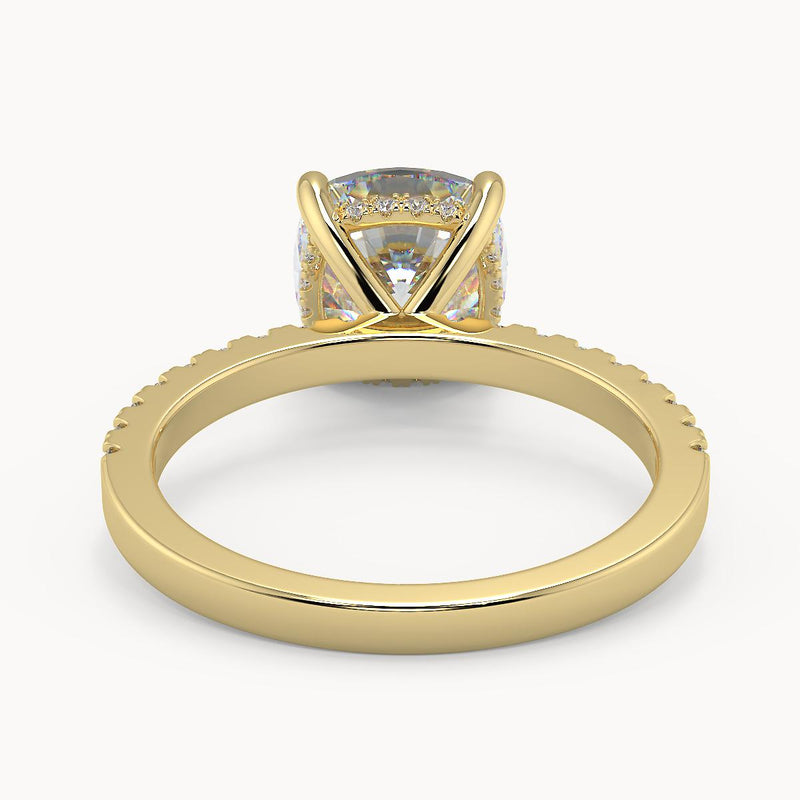 Roxanne Hidden Halo Cushion Yellow Gold
