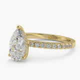 Roxanne Hidden Halo Pear Yellow Gold