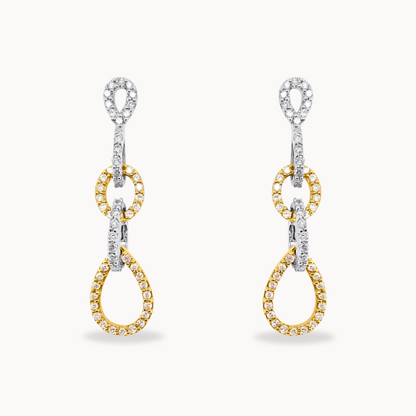 Two-tone Diamond Chain Earrings