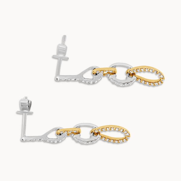 Two-tone Diamond Chain Earrings