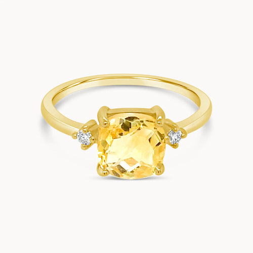 Citrine & Diamond Trilogy Ring