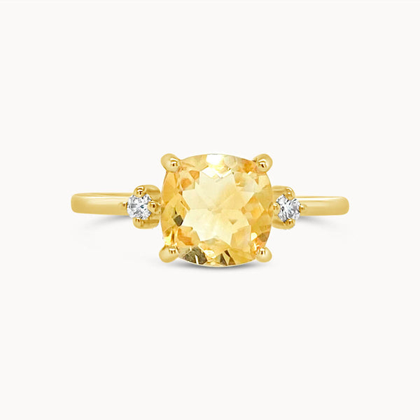 Citrine & Diamond Trilogy Ring