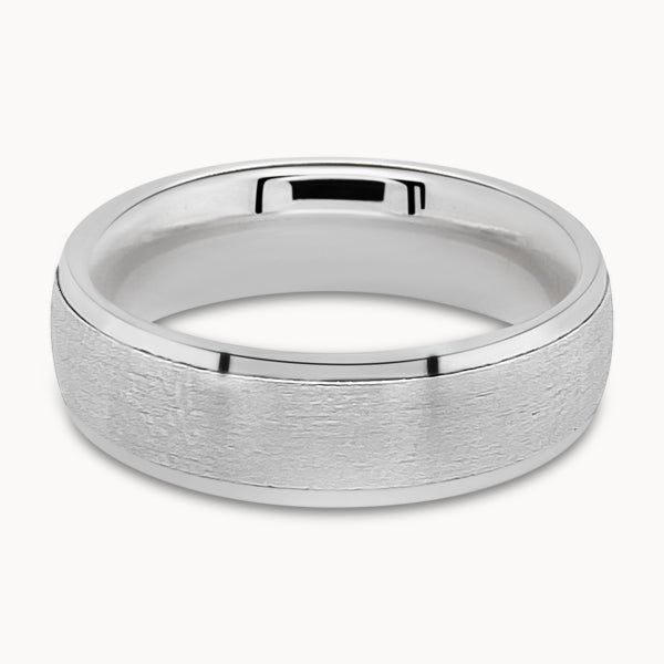 Mens Brushed Metal Court Ring with Polished Edges