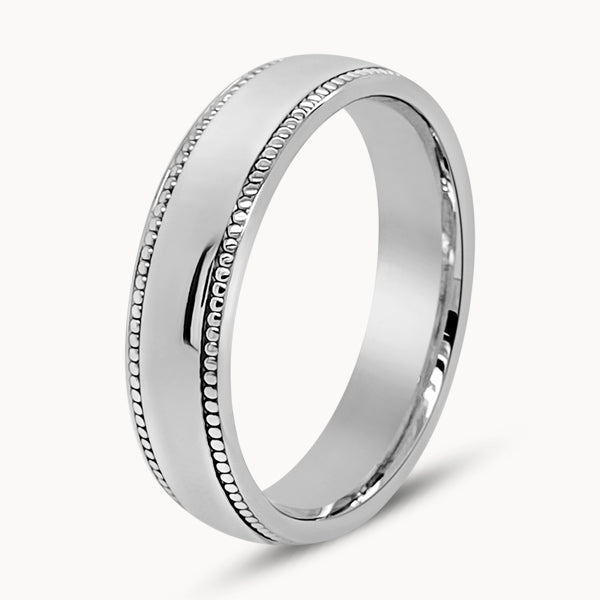 Mens Millgrain Detail Court Ring