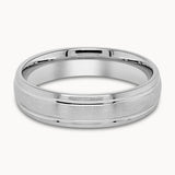 Mens Brushed Metal Court Ring with Grooved Edges