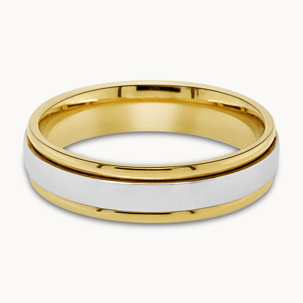 Mens Two-tone Polished Court Ring