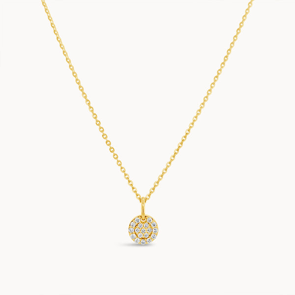 Diamond Disk Necklace - Yellow Gold