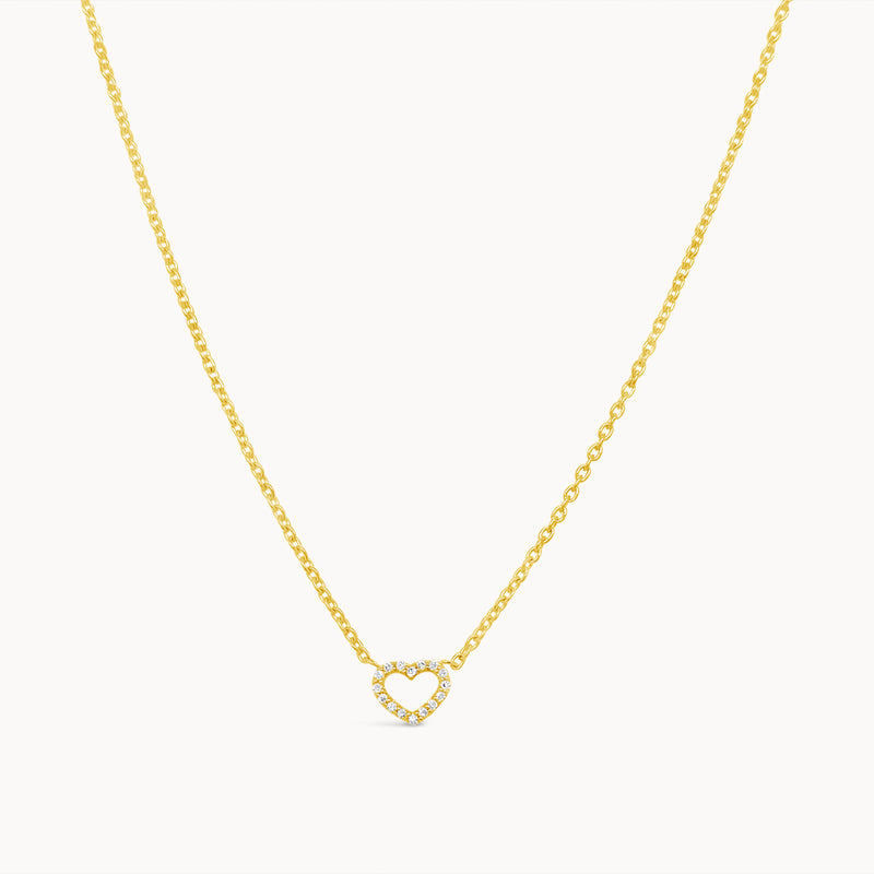 Diamond Mini Heart Necklace - Yellow Gold