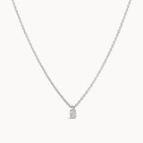 Dainty Diamond Oval Necklace - White Gold
