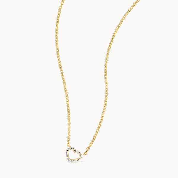 Diamond Mini Heart Necklace - Yellow Gold