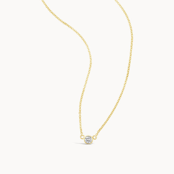 Bezel Set Diamond Necklace - Yellow Gold