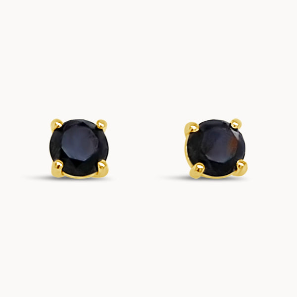 Black Diamond Stud Earrings - Yellow Gold